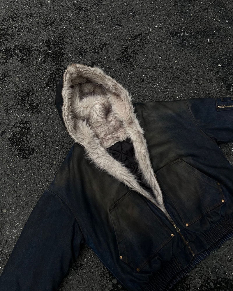 Vintage Fur Denim Jacket - Riyooo
