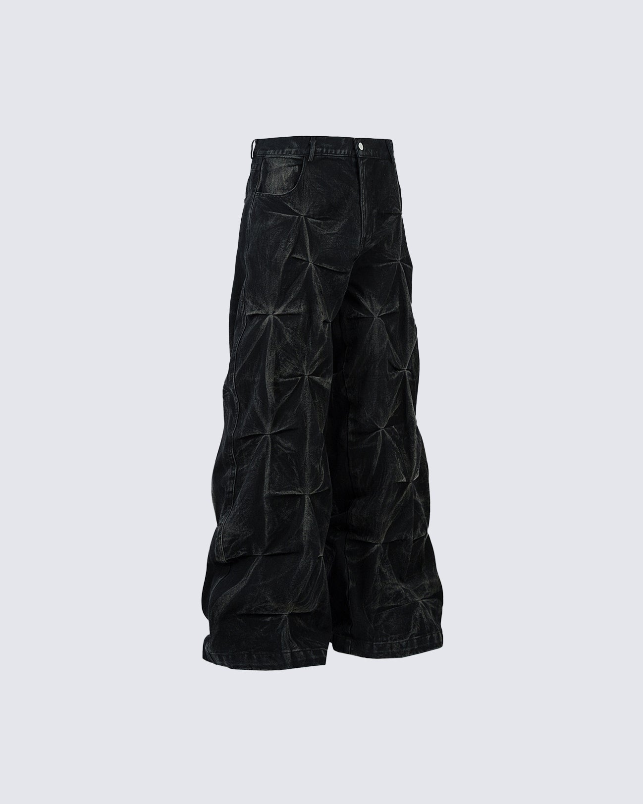 Crinkled Denim Cargo Pants - Riyooo