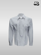 Double Collar Design Overfit Shirt - RIYOOO