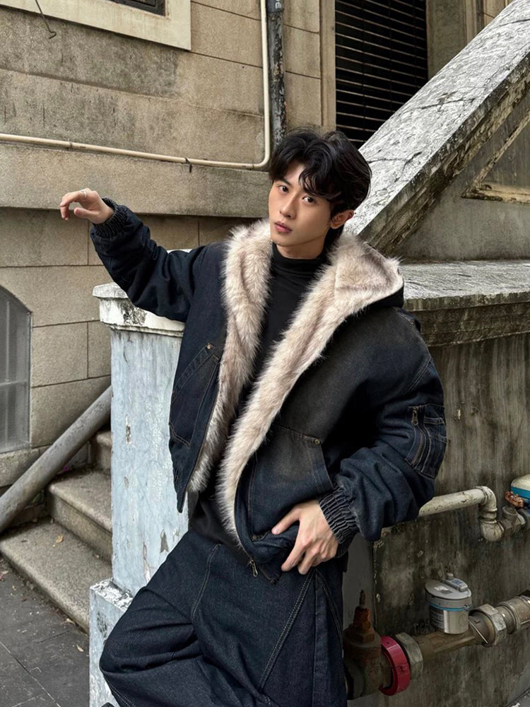 Vintage Fur Denim Jacket - Riyooo