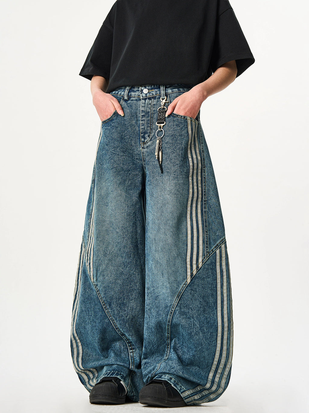 Striped Denim Pants - Riyooo