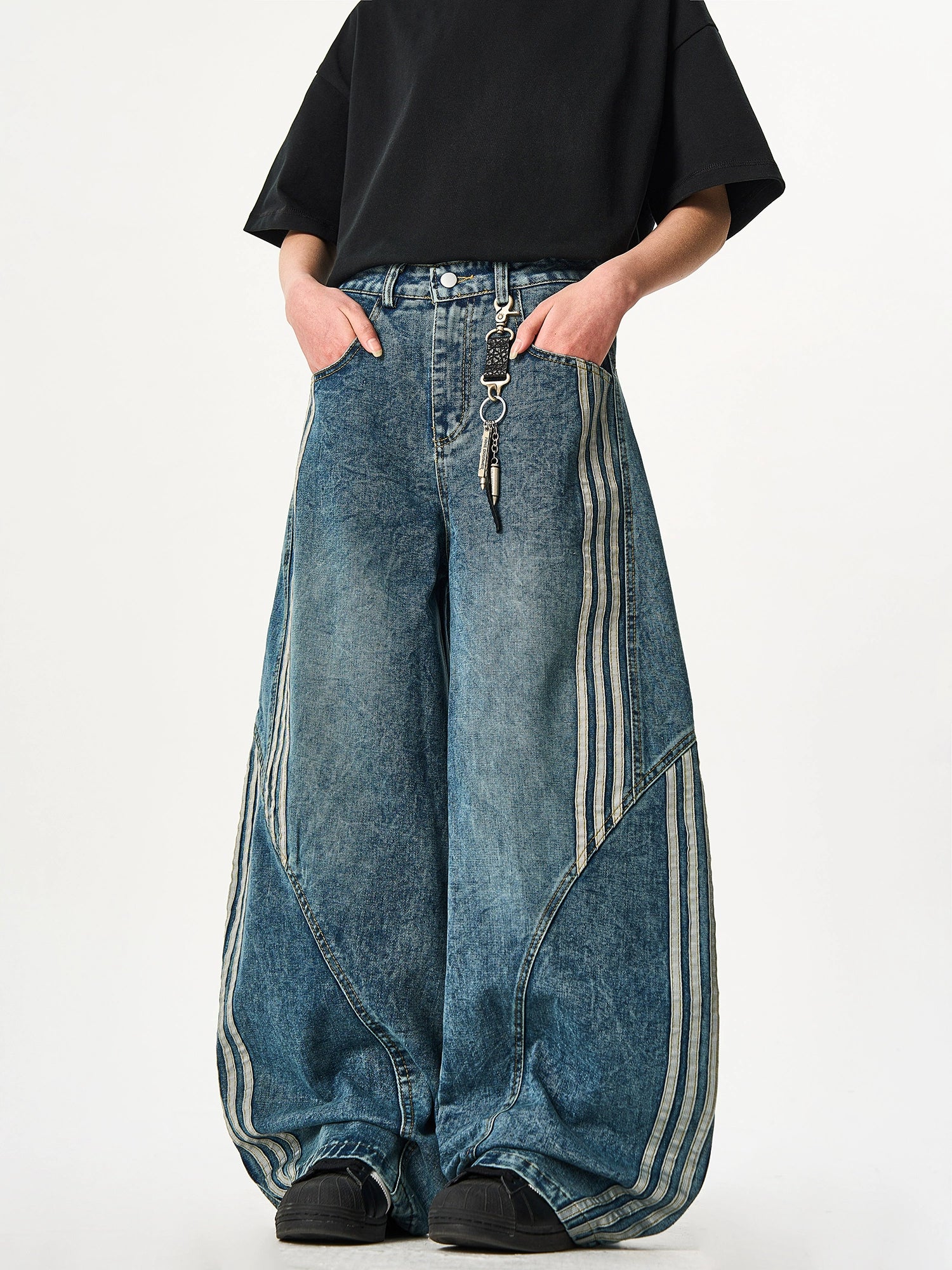 Striped Denim Pants - Riyooo