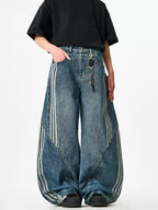 Striped Denim Pants - Riyooo