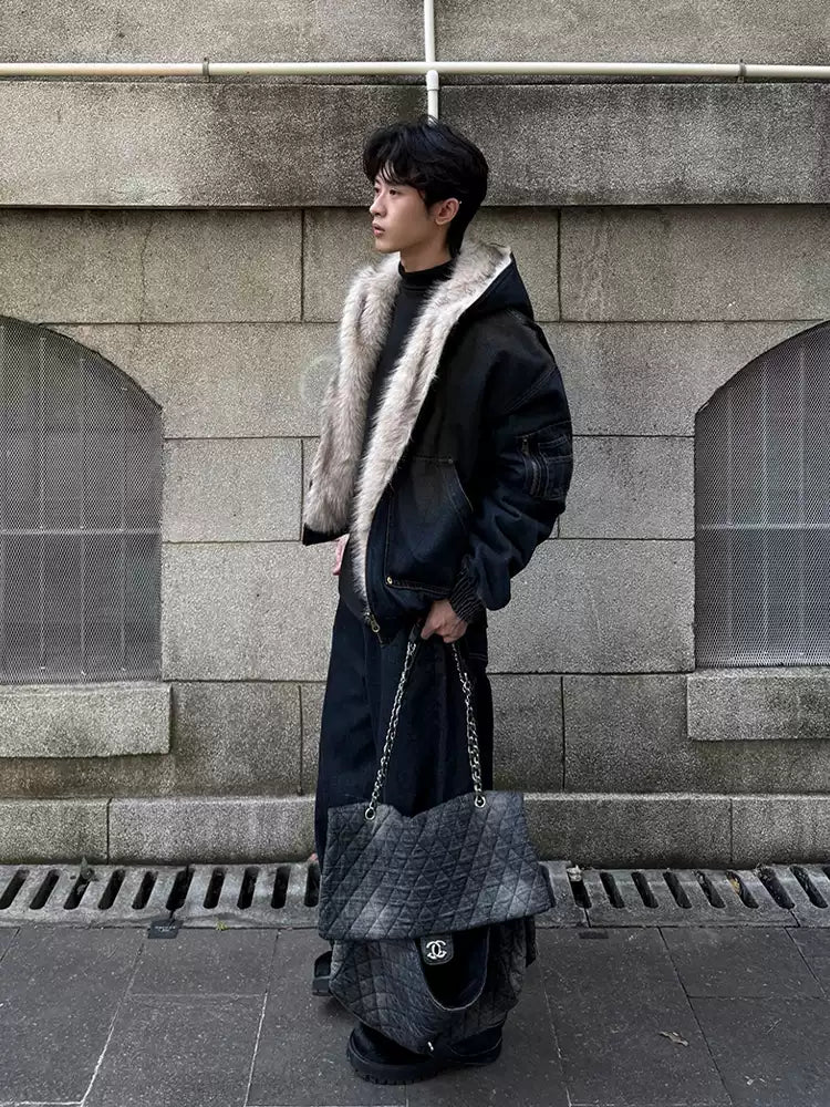 Vintage Fur Denim Jacket - Riyooo