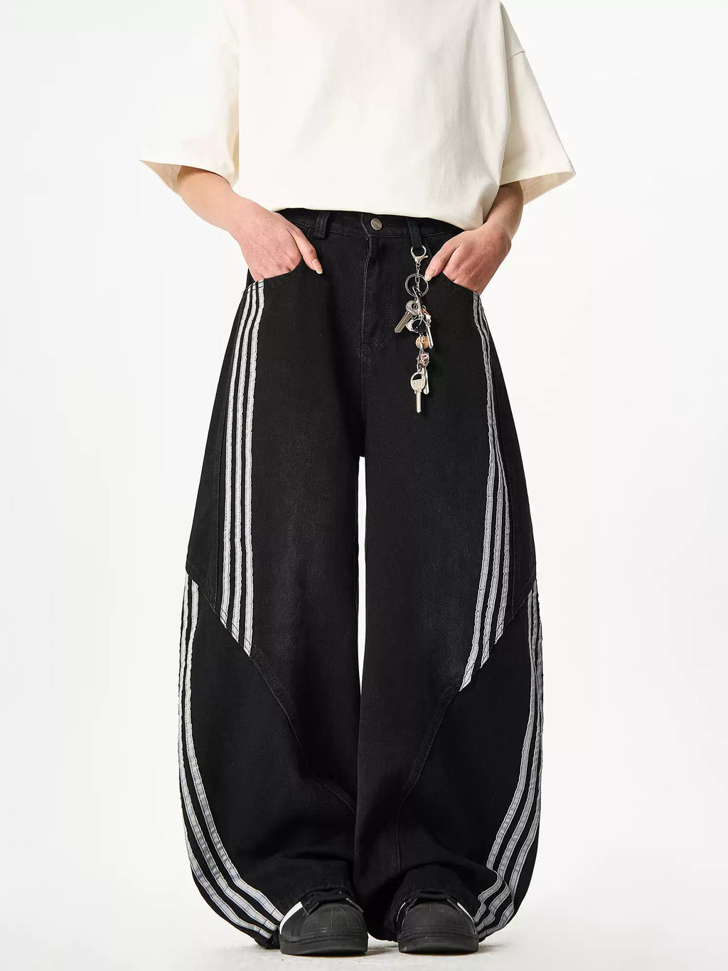 Striped Denim Pants - Riyooo