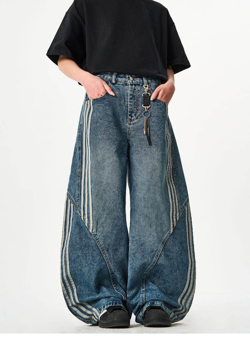Striped Denim Pants - Riyooo