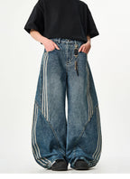 Striped Denim Pants - Riyooo