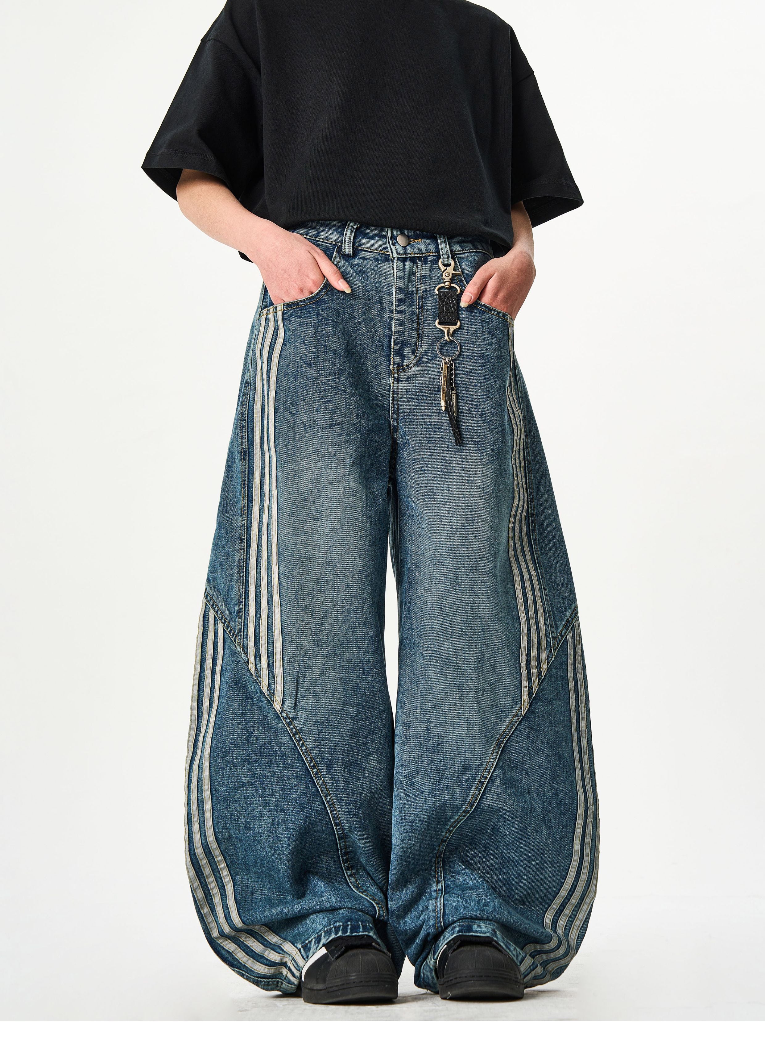 Striped Denim Pants - Riyooo