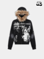 Printed Zip-Up Hoodie - RIYOOO