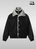 Faux Fur Collar Biker Bomber - RIYOOO
