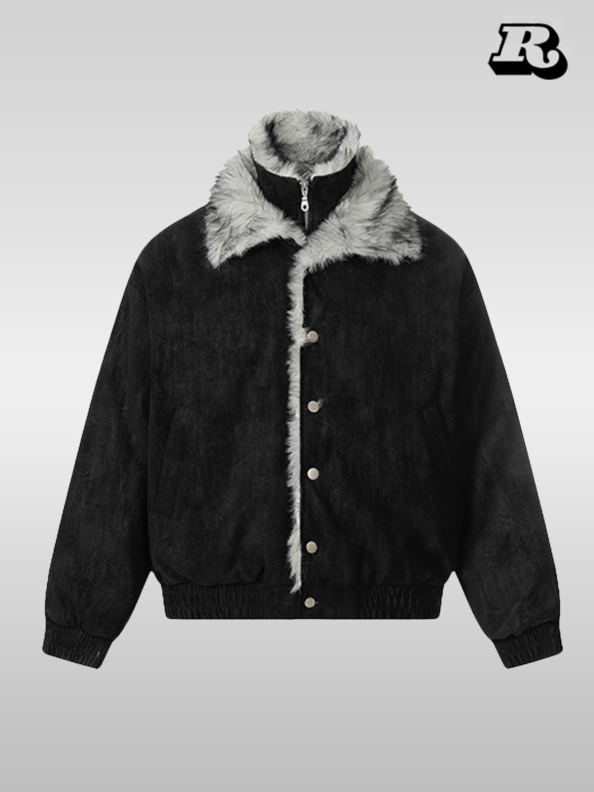 Faux Fur Collar Biker Bomber - RIYOOO