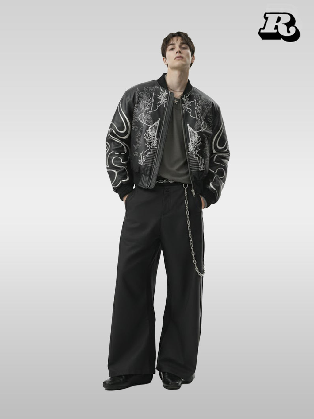 Heavenly Gate Dragon Embroidered Bomber - RIYOOO