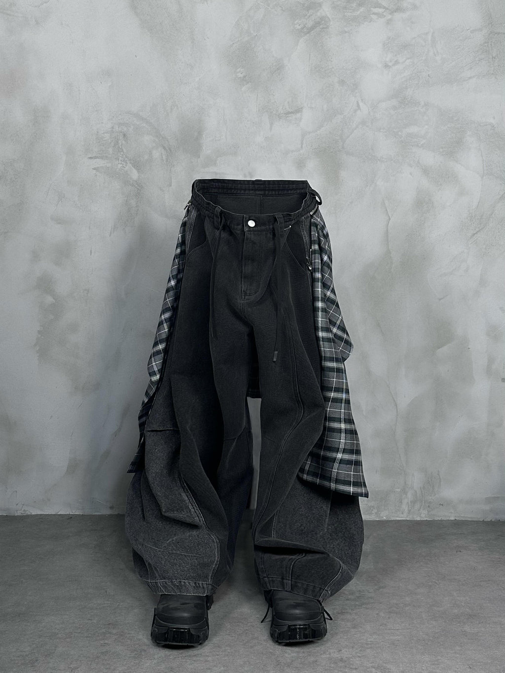 Plaid Patchwork Jeans - RIYOOO