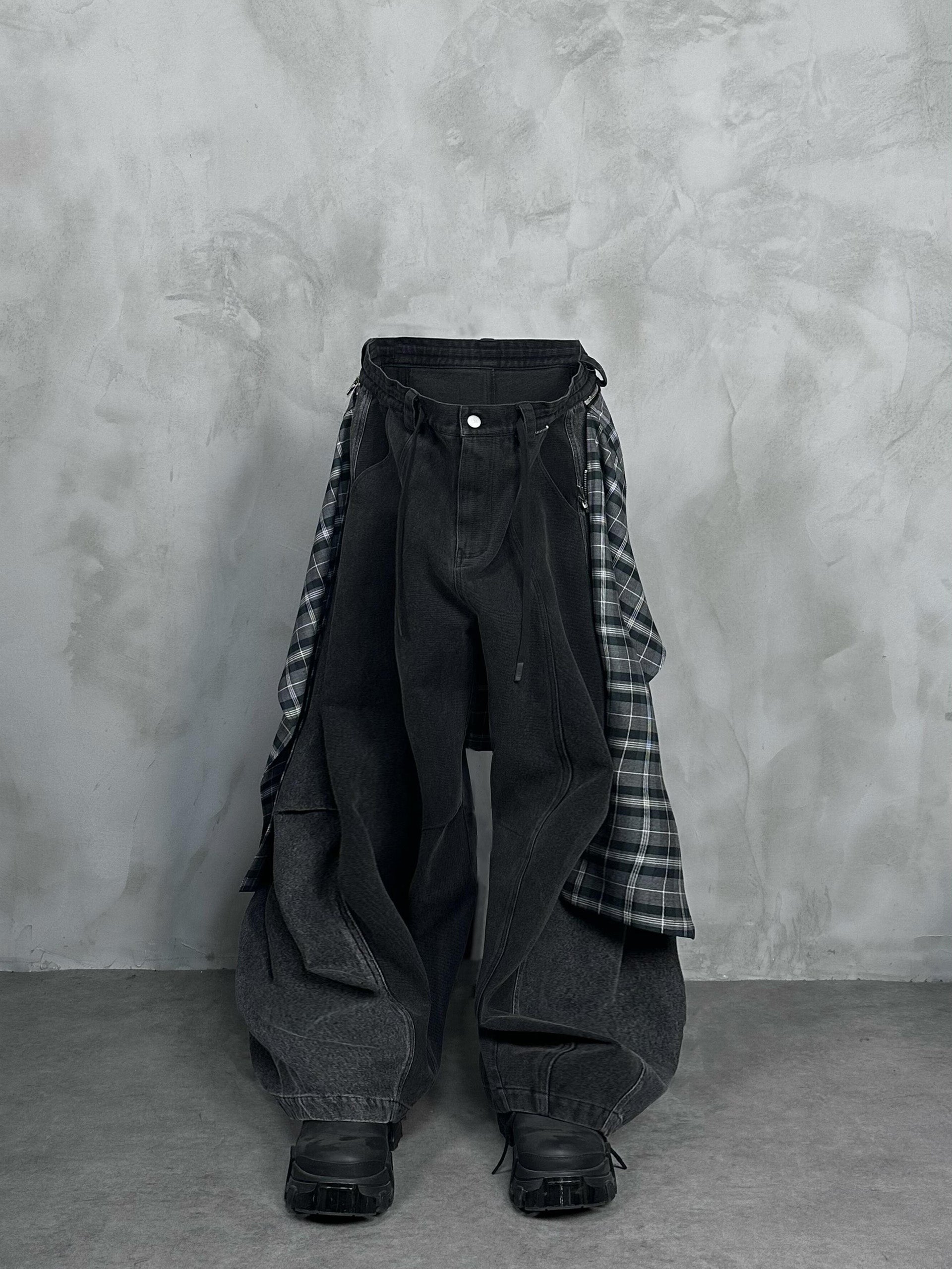 Plaid Patchwork Jeans - RIYOOO