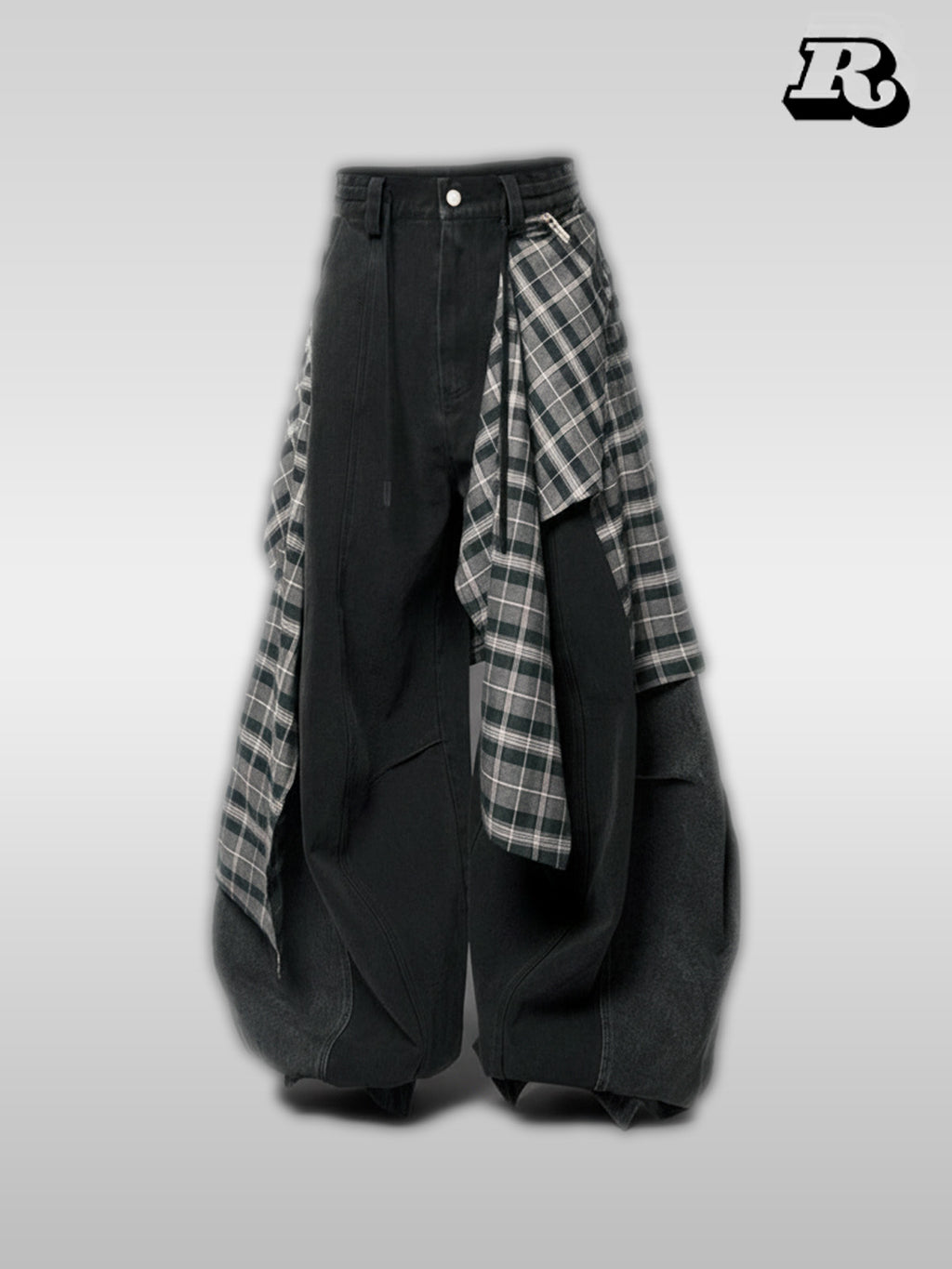 Plaid Patchwork Jeans - RIYOOO