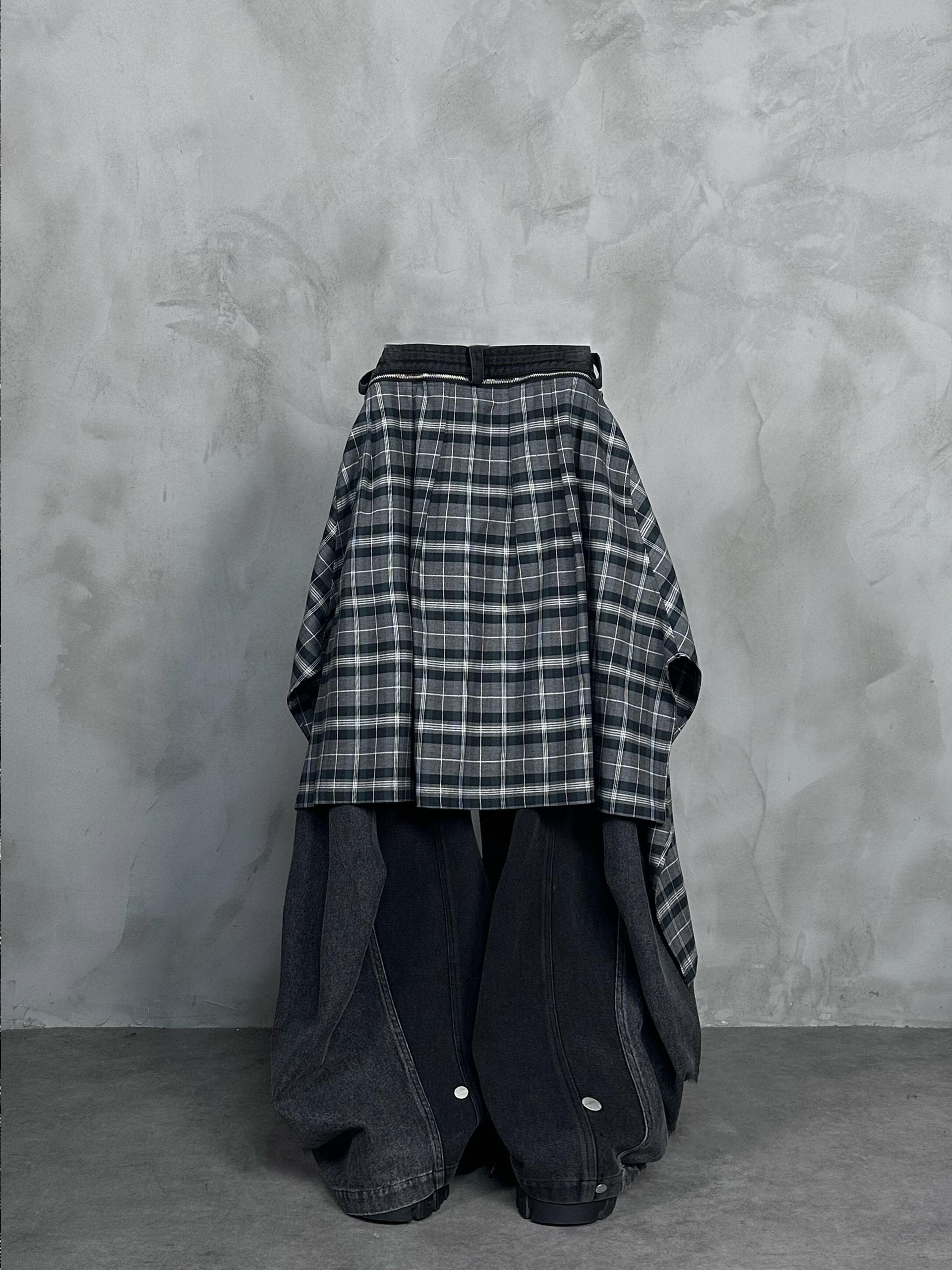 Plaid Patchwork Jeans - RIYOOO