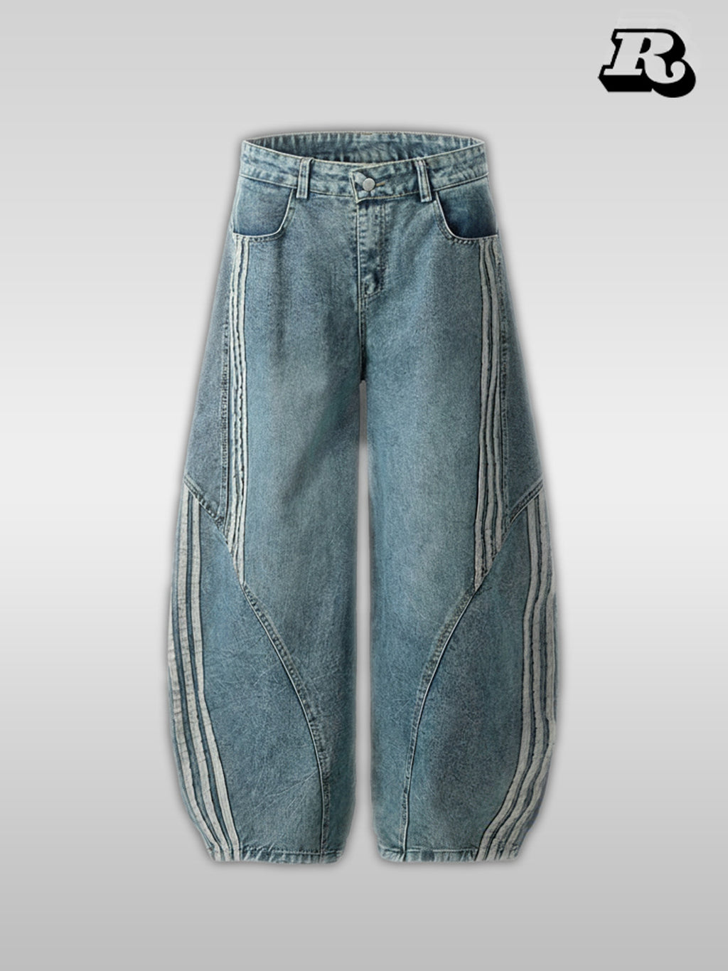 Striped Denim Pants - Riyooo