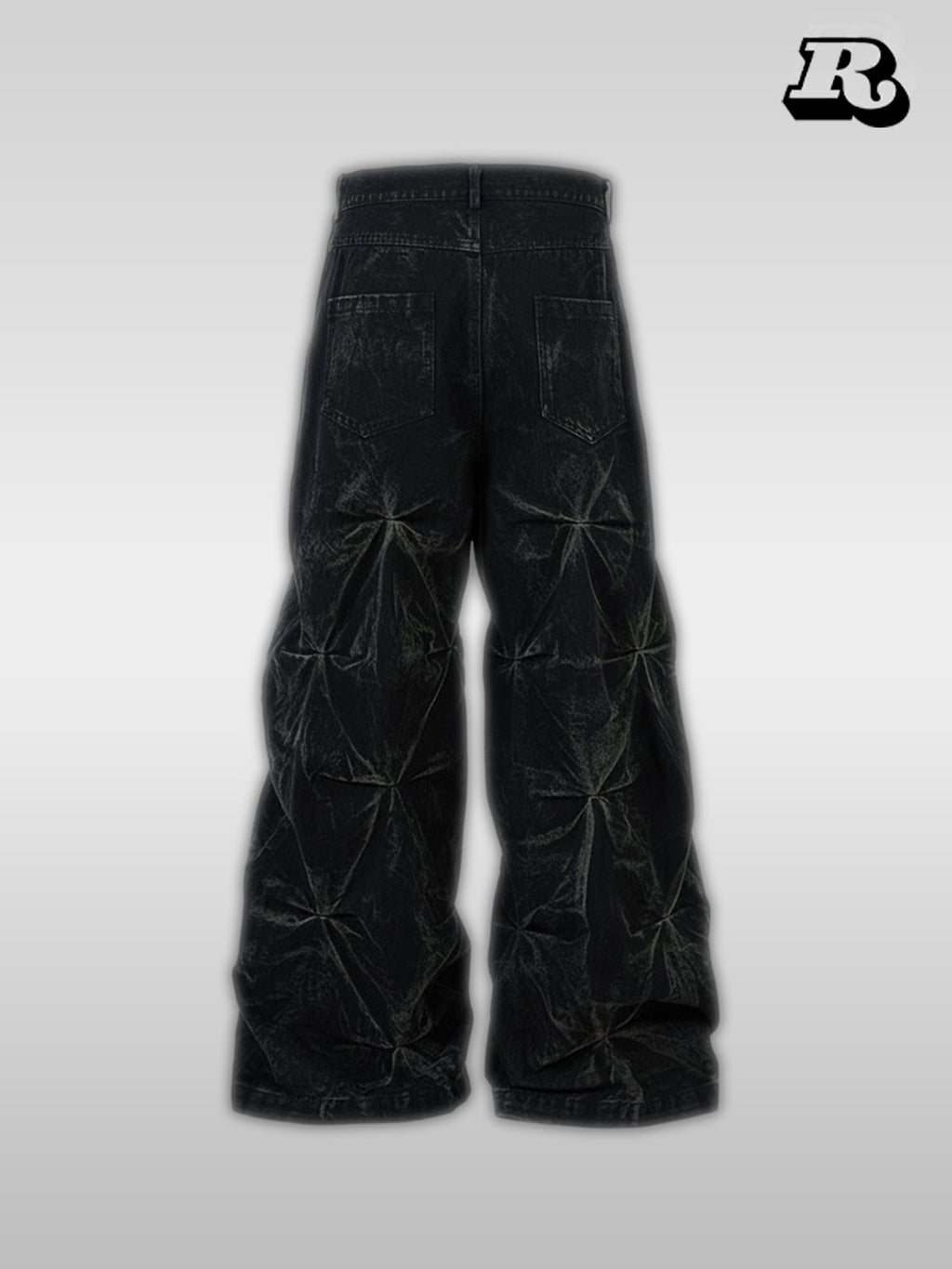Crinkled Denim Cargo Pants - Riyooo