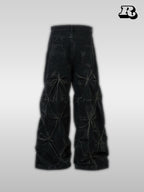 Crinkled Denim Cargo Pants - Riyooo