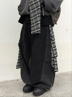 Plaid Patchwork Jeans - RIYOOO