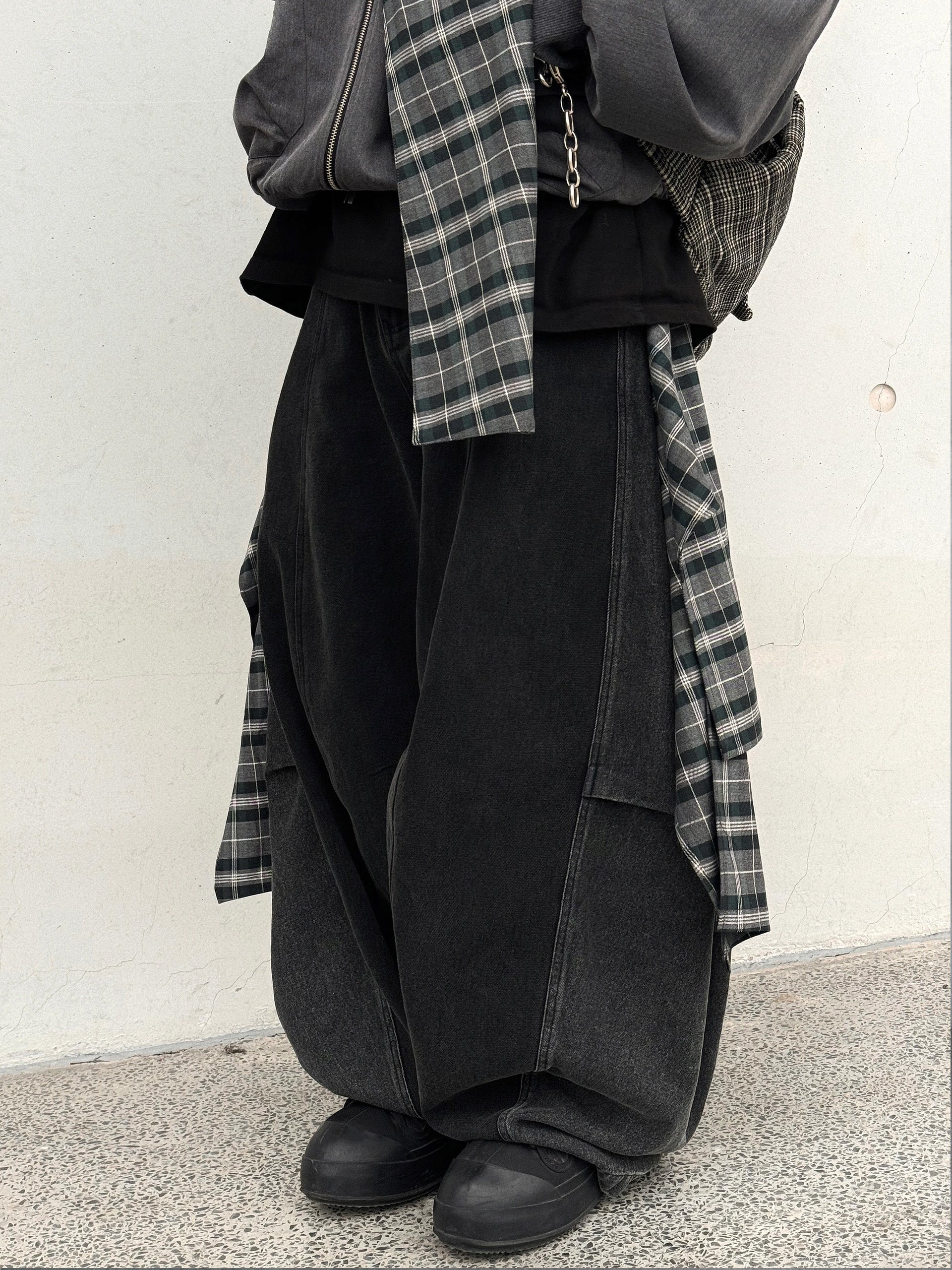 Plaid Patchwork Jeans - RIYOOO