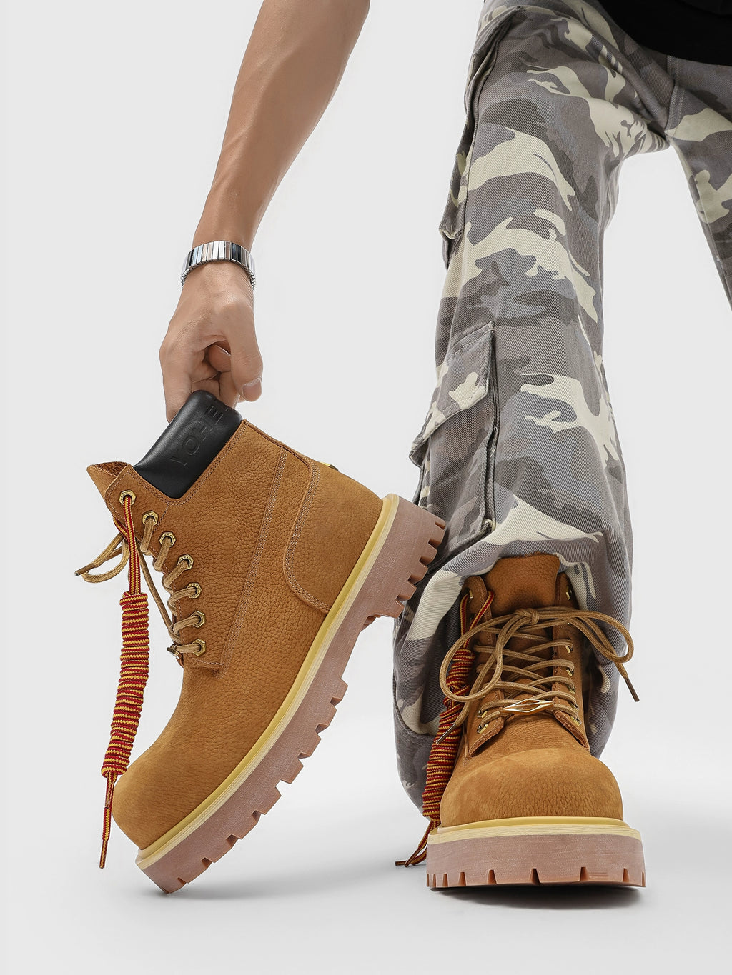 Chunky Platform Work Boots - RIYOOO