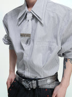 Double Collar Design Overfit Shirt - RIYOOO