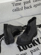 Distressed Matte Platform Boots - RIYOOO