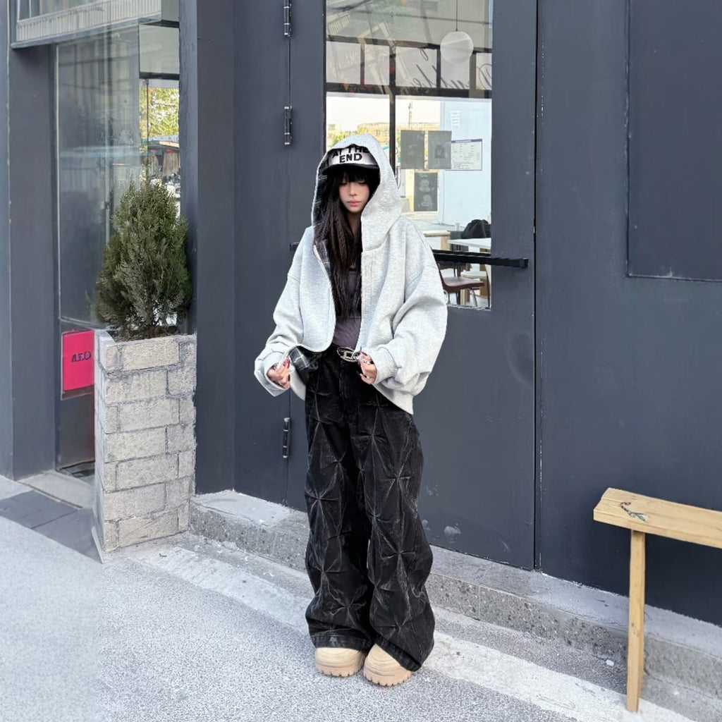 Crinkled Denim Cargo Pants - Riyooo