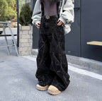 Crinkled Denim Cargo Pants - Riyooo